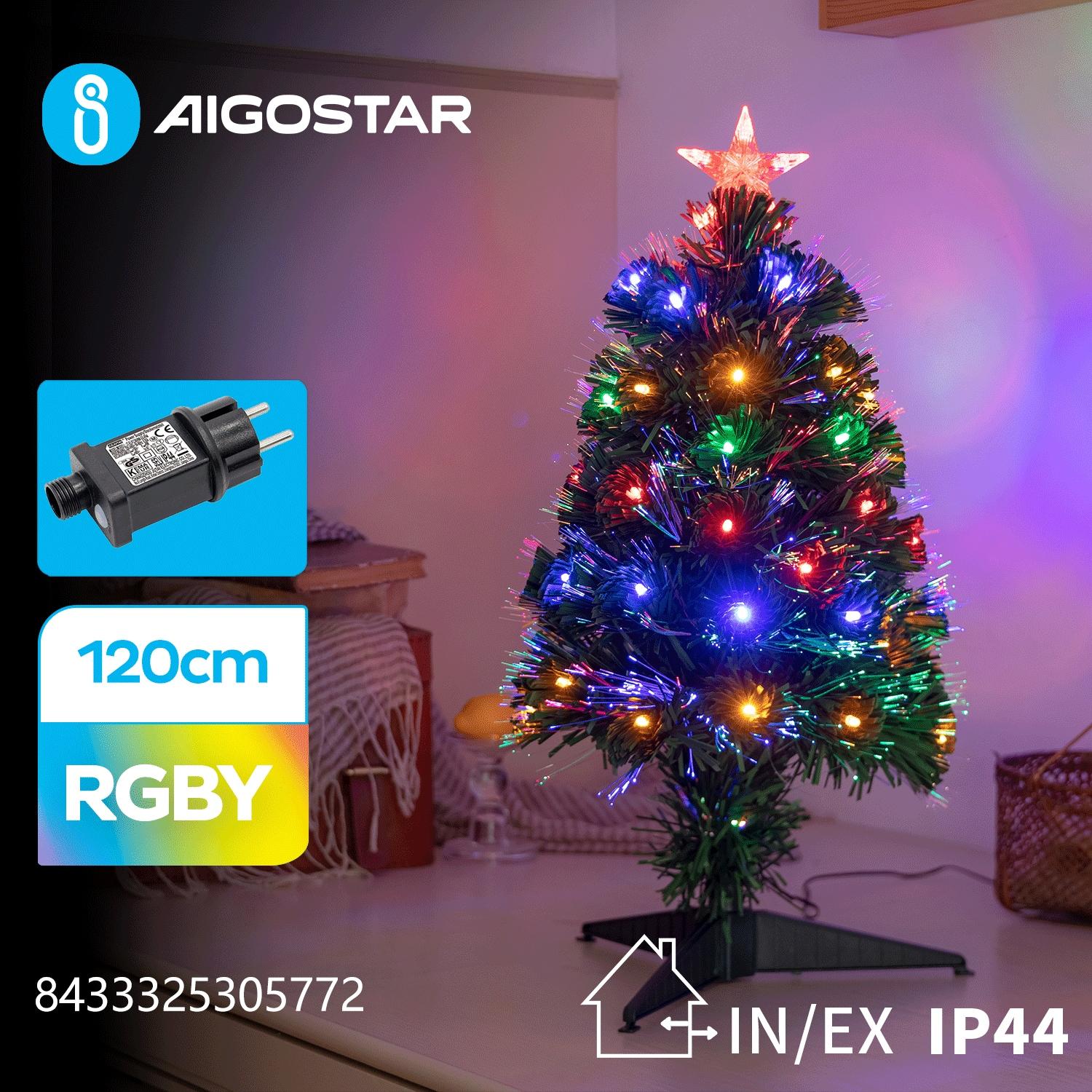 Low voltage fiber optic Christmas tree, RGBY, 120cm