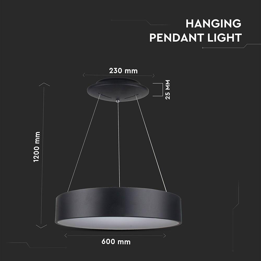 VT-32-1D 30W LED SURFACE SMOOTH PENDANT LIGHT 3000K-BLACK,DIMMABLE