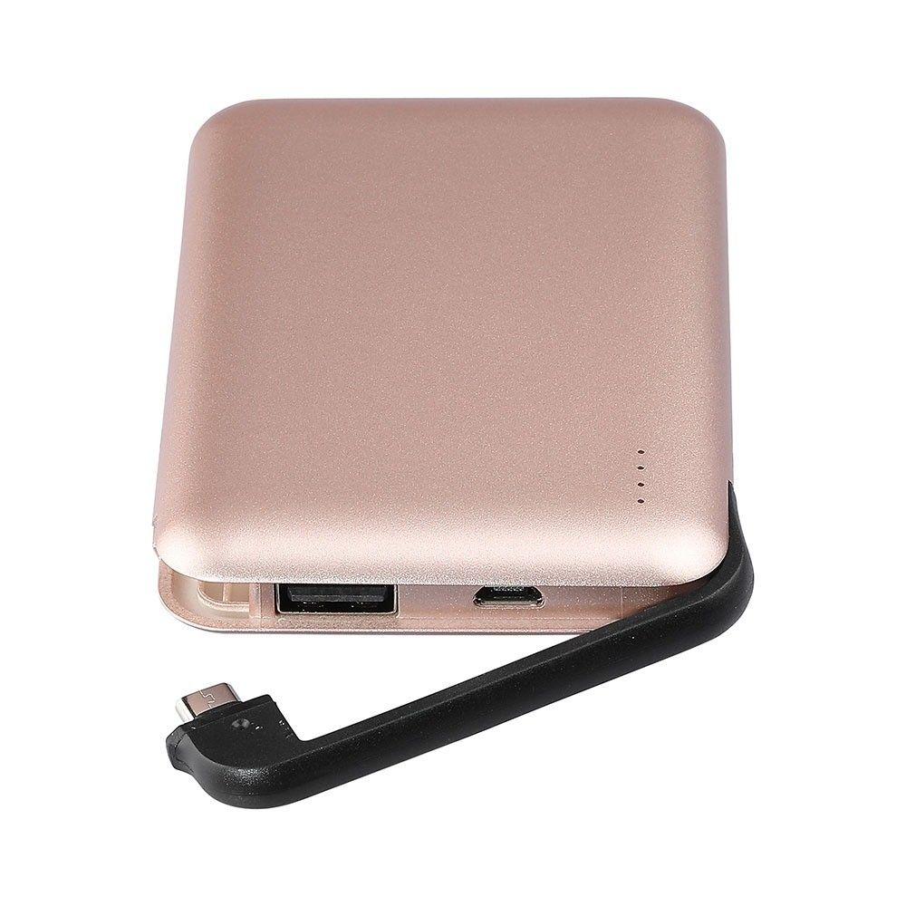 VT-3510 5000mah POWER BANK WITH LED LIGHT DISPLAY & CABLE(BLACK) -ROSE GOLD