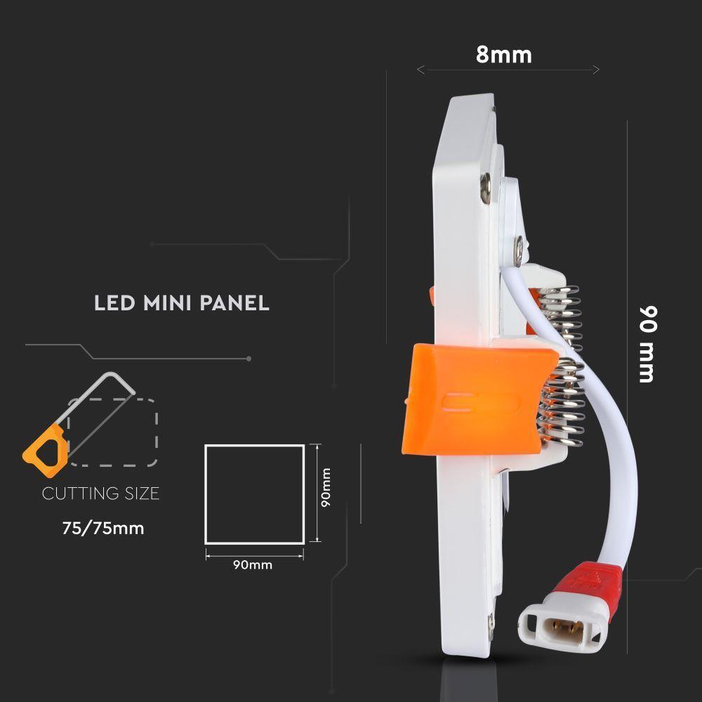 VT-888 8W LED SLIM PANEL 6400K SQUARE