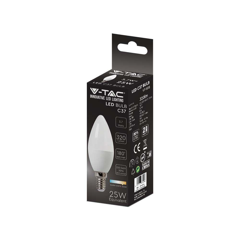 3.7W C35 Żarówka LED, Barwa:3000K, Trzonek:E14, VTAC, SKU 214216