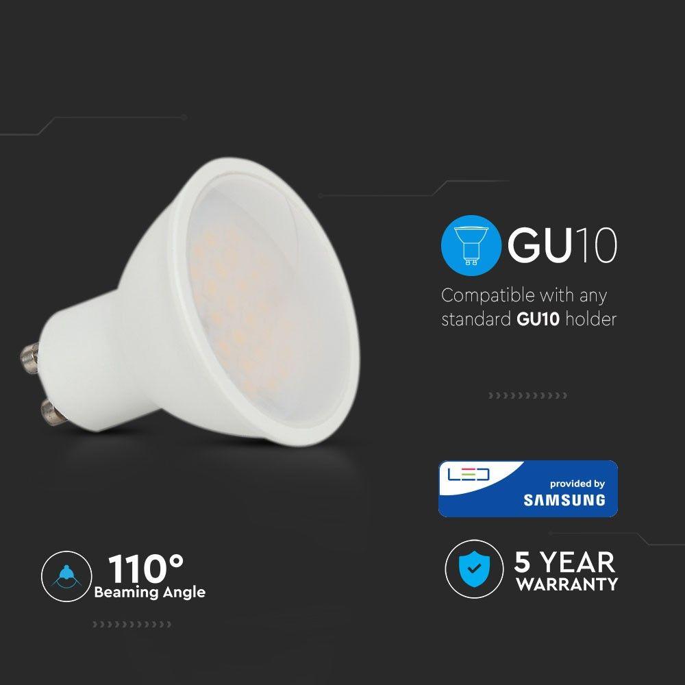 5W GU10 Żarówka LED, Chip SAMSUNG, Barwa:4000K, Kąt 110', Trzonek:GU10, VTAC, SKU 202