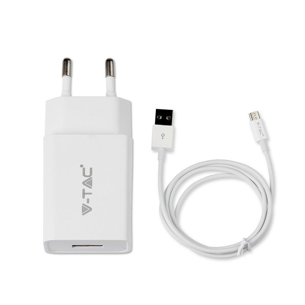 VT-5381 FAST CHARGING SET WITH TRAVEL ADAPTER & MICRO USB CABLE-WHITE