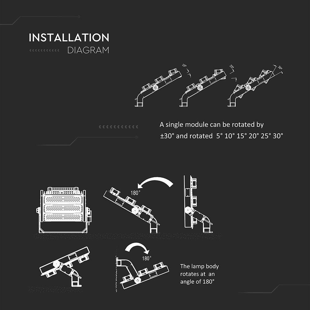 1000W Oprawa stadionowa, Chip SAMSUNG, ZASILACZ MEANWELL, Barwa:4000K, ŚCIEMNIANIE 0-10V, KĄT 60', VTAC, SKU 499