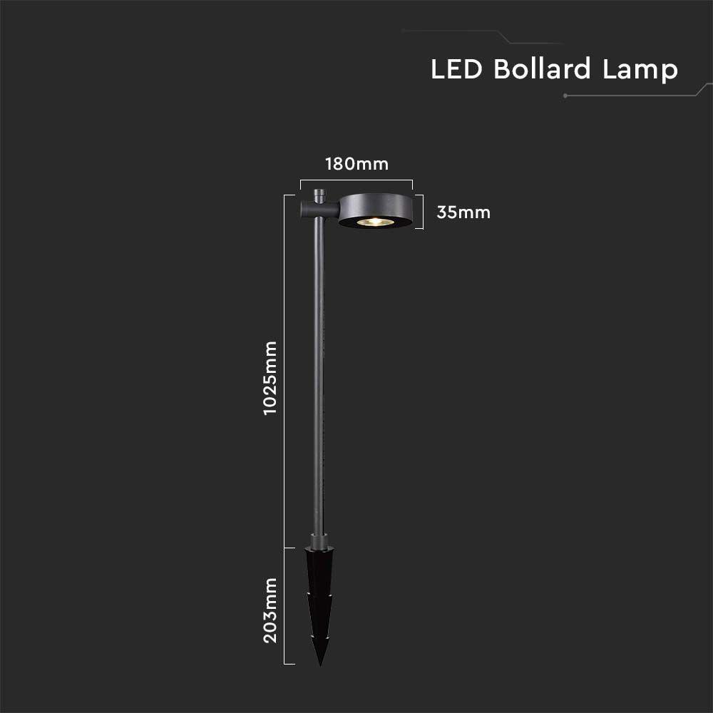 7W LED Słupek ogrodowy, Barwa: 3000K, Obudowa: Czarny, IP54 , VTAC, SKU 6838