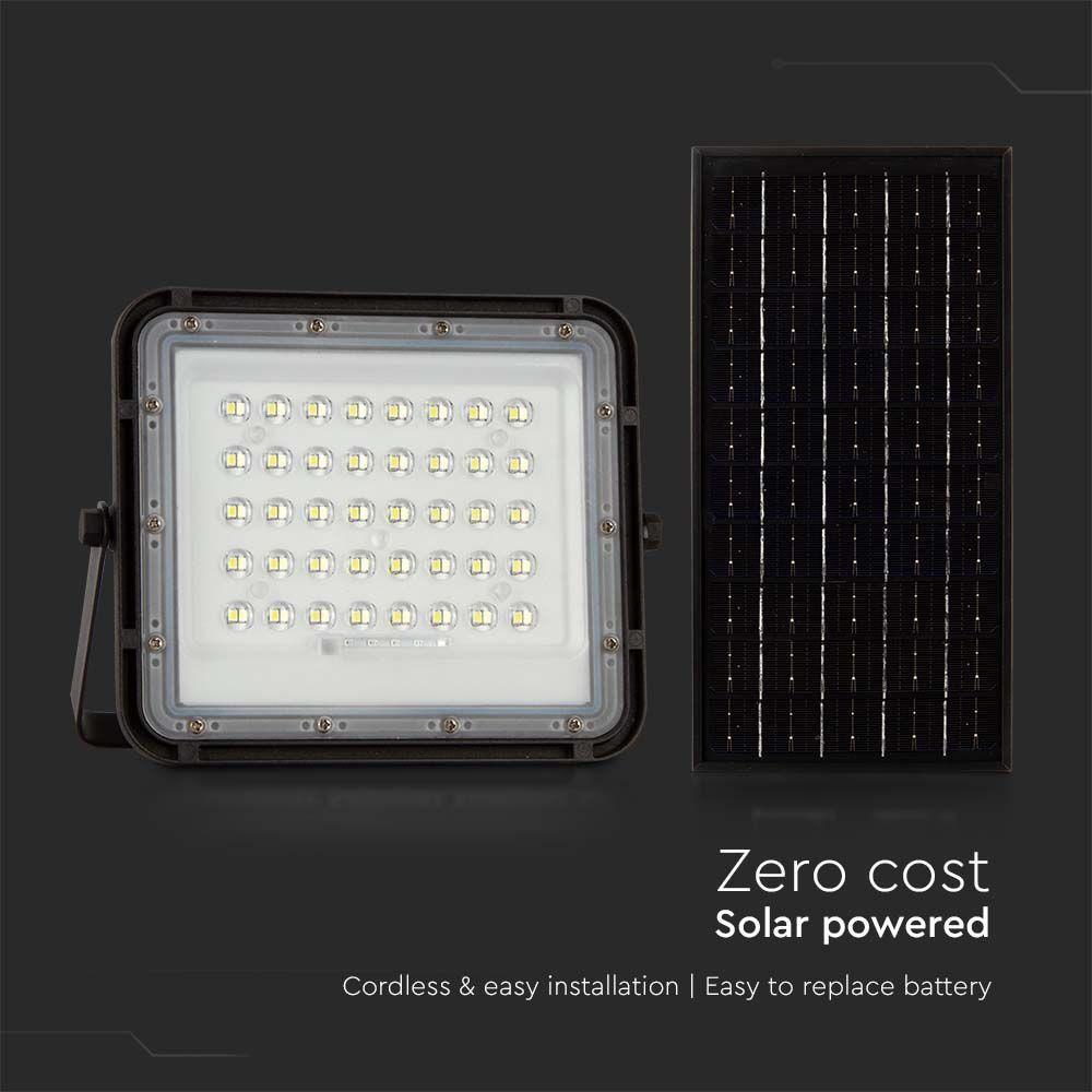 VT 80W LED SOLAR FLOODLIGHT 6400K 6000 mAh BATTERY 3M CABLE SMART IR REMOTE FAST CHARGE