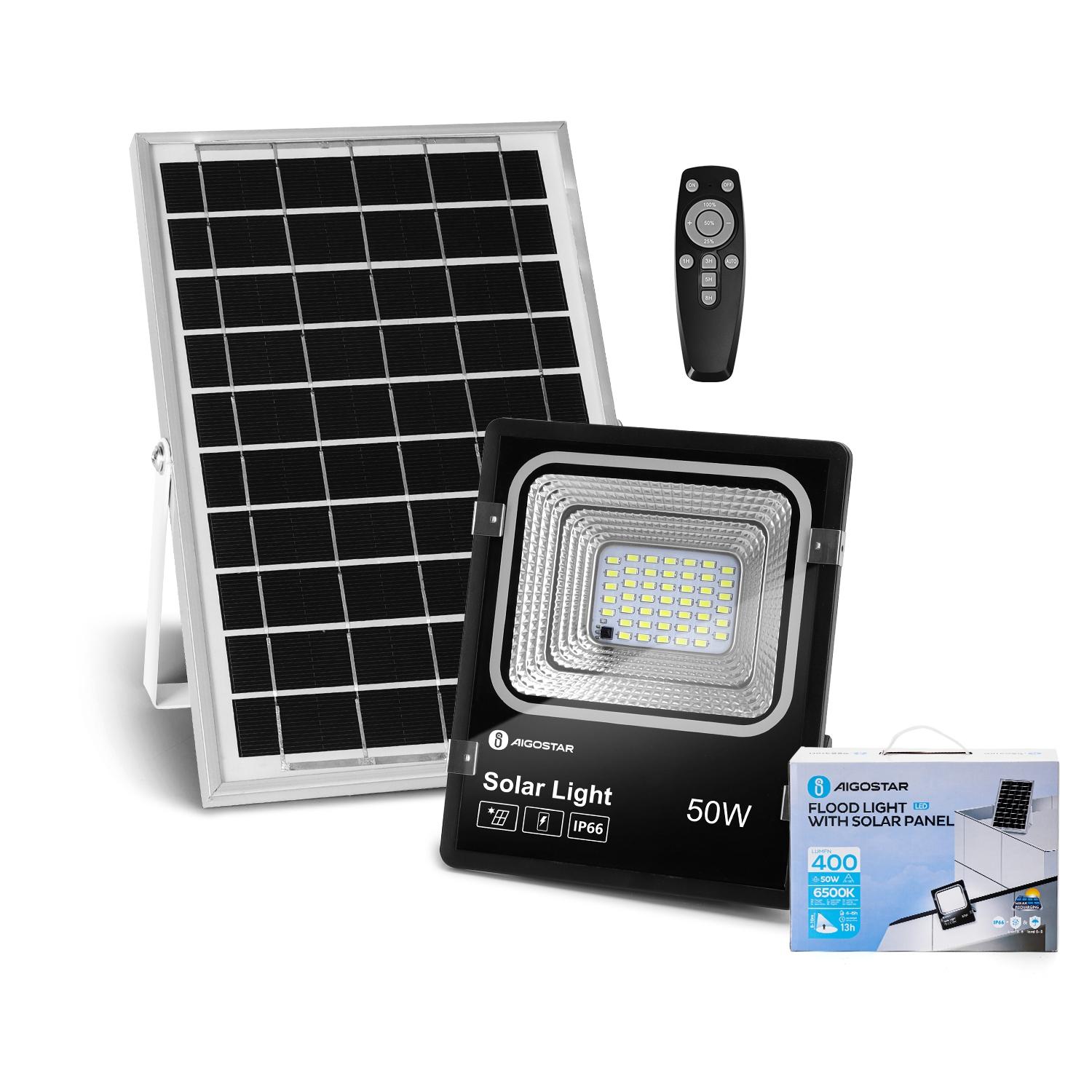 Naświetlacz solarny LED z panelem słonecznym 50W 500lm 6500K IP66