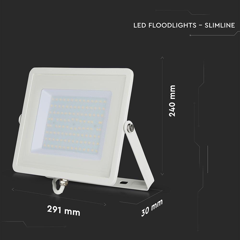 100W Naświetlacz LED SMD, Chip SAMSUNG, Barwa:6400K, Obudowa: Biała, VTAC, SKU 417