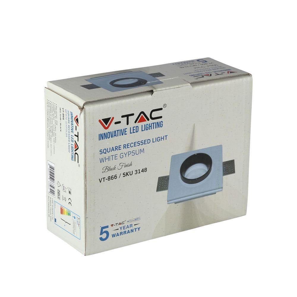 VT-866 GU10 WHITE GYPSUM (RECESSED) WITH BLACK METAL-SQUARE