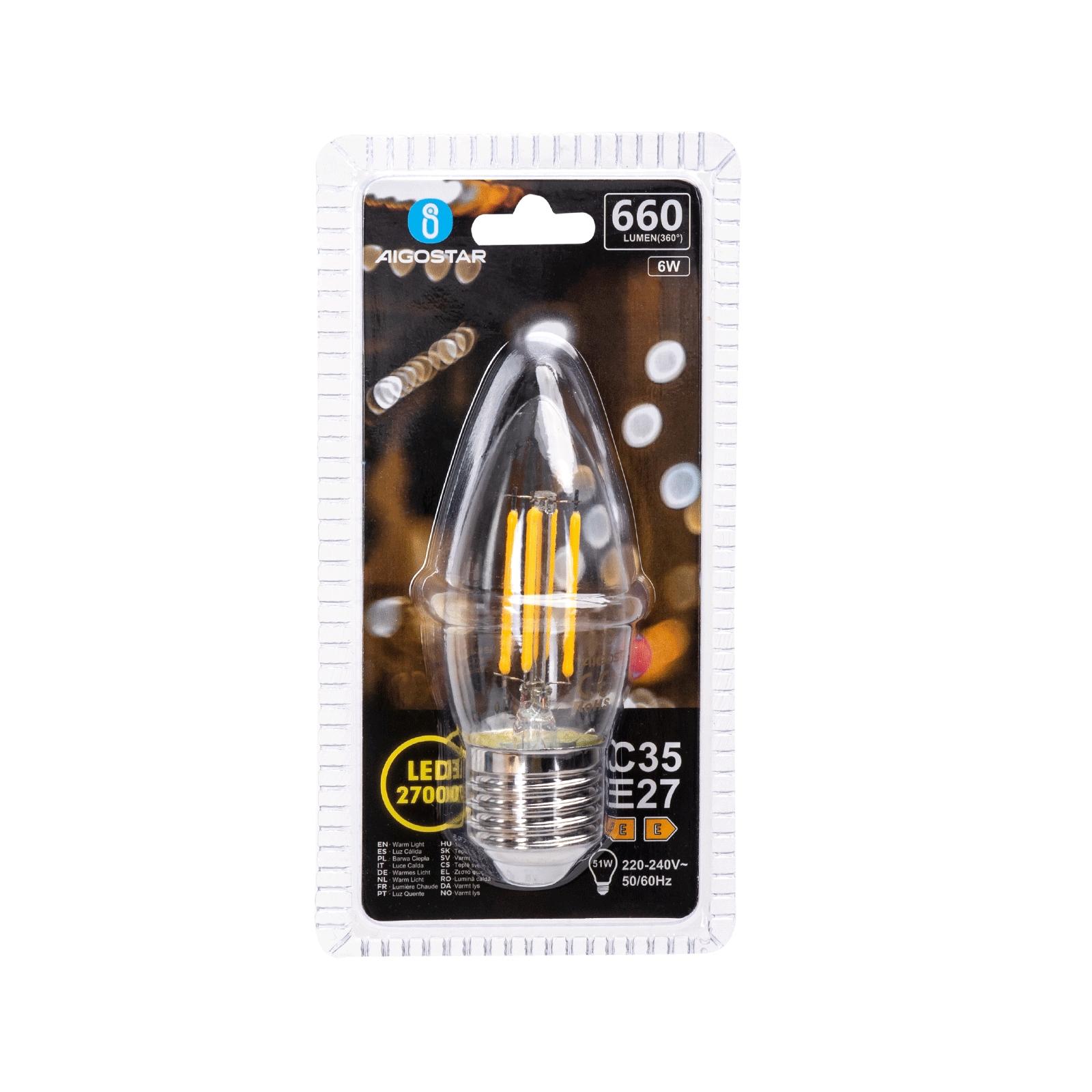 LED Filament Bulb (Clear) C35 E27 6W