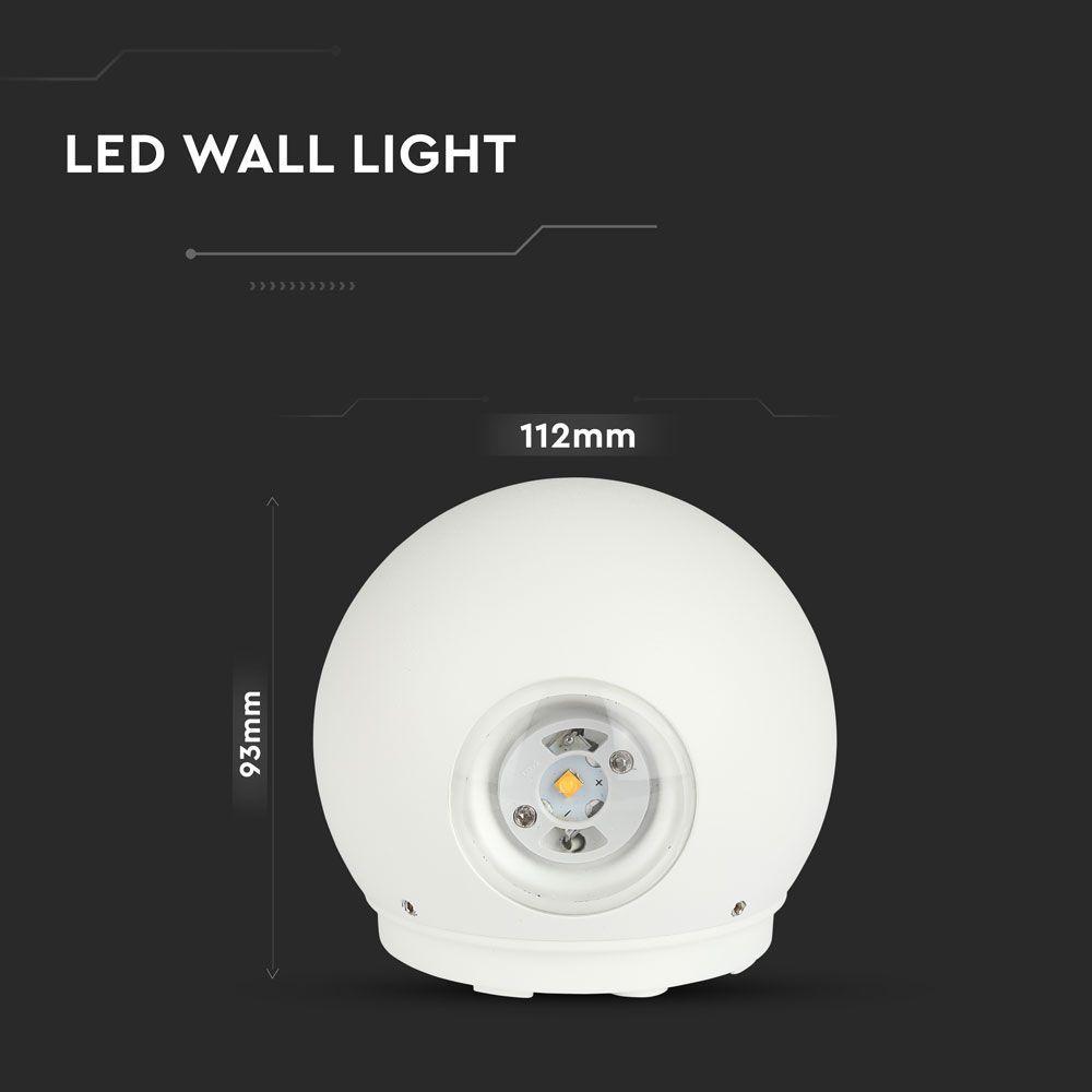 4W Lampa ścienna LED, Barwa:4000K, Obudowa: Biała, VTAC, SKU 218302