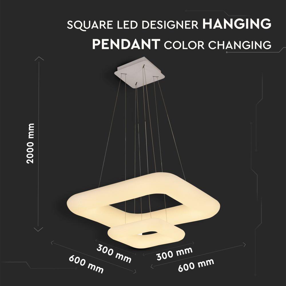 VT-7608 68W SQUARE LED DESIGNER PENDANT (CCT:3IN1) D:600*300 ,DIMMABLE-WHITE