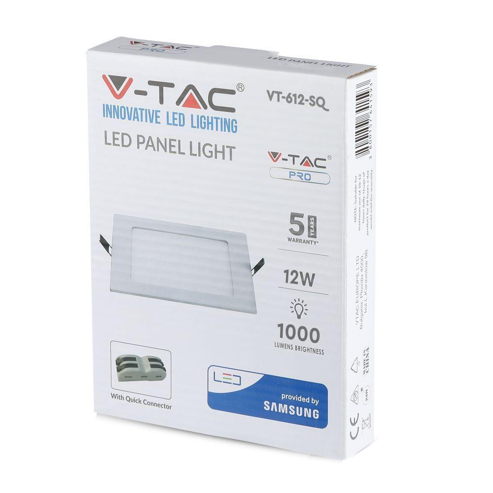 VT-612SQ 12W LED PREMIUM PANEL SAMSUNG CHIP 4000K SQUARE