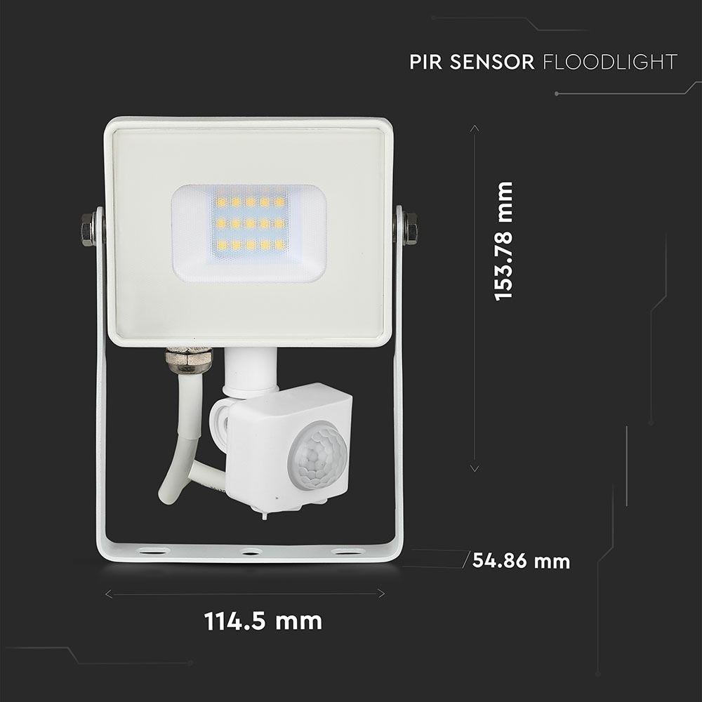 10W Naświetlacz LED SMD z czujnikiem ruchu, Chip SAMSUNG, Barwa:3000K, Obudowa: Biała , VTAC, SKU 433