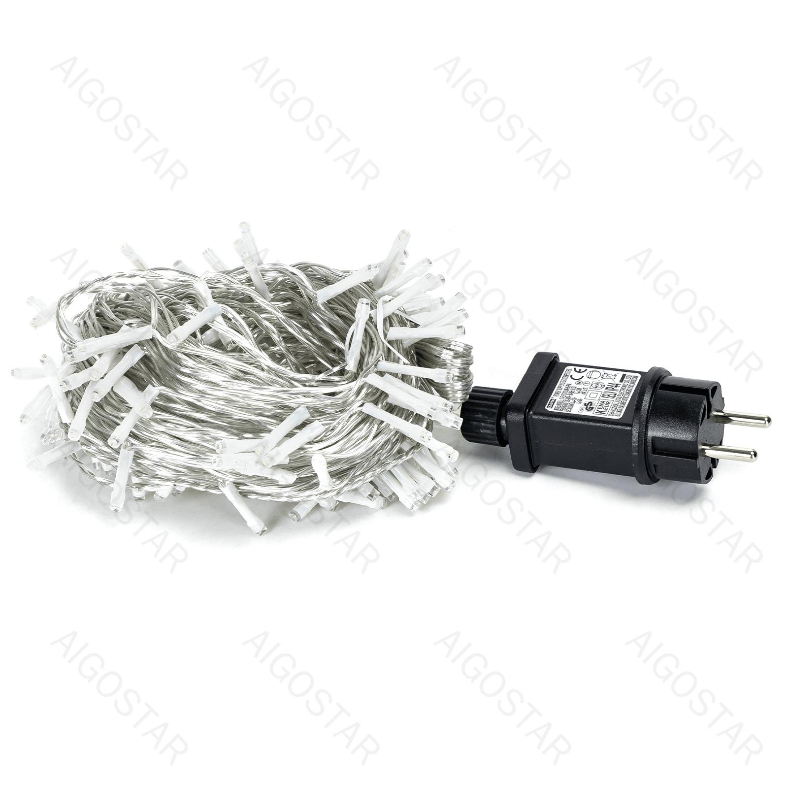 Low Voltage Flat String Lights-Cool White-3M+15M-150LED-10CM/LED-transparent wire-8blink+time+IP44