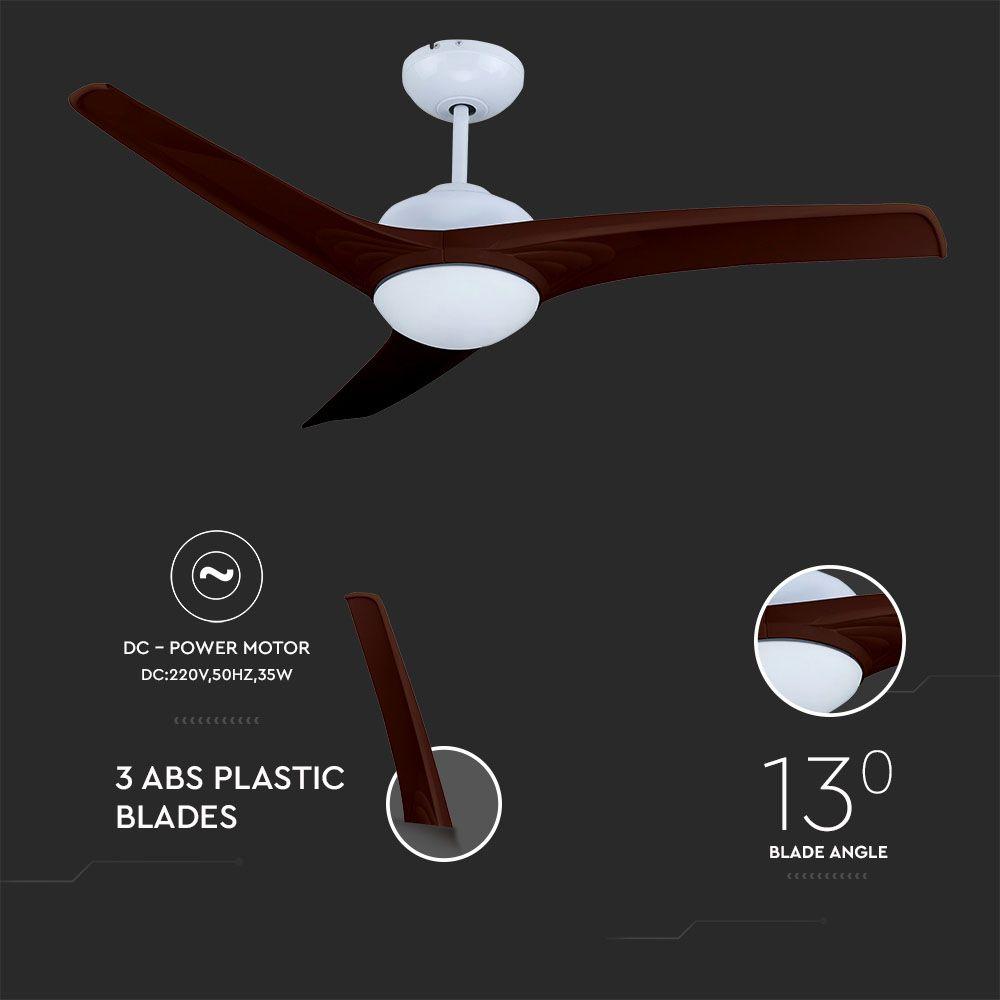 VT-6055-3 35W LED CEILING FAN WITH RF CONTROL-3 BLADES-DC MOTOR-BROWN