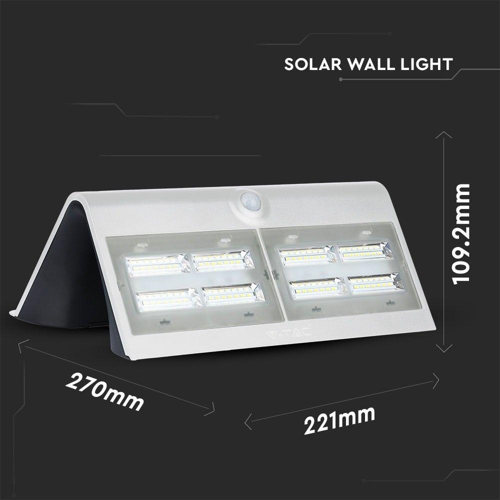 VT-767-7 8W LED SOLAR WALL LIGHT 4000K -WHITE +BLACK BODY