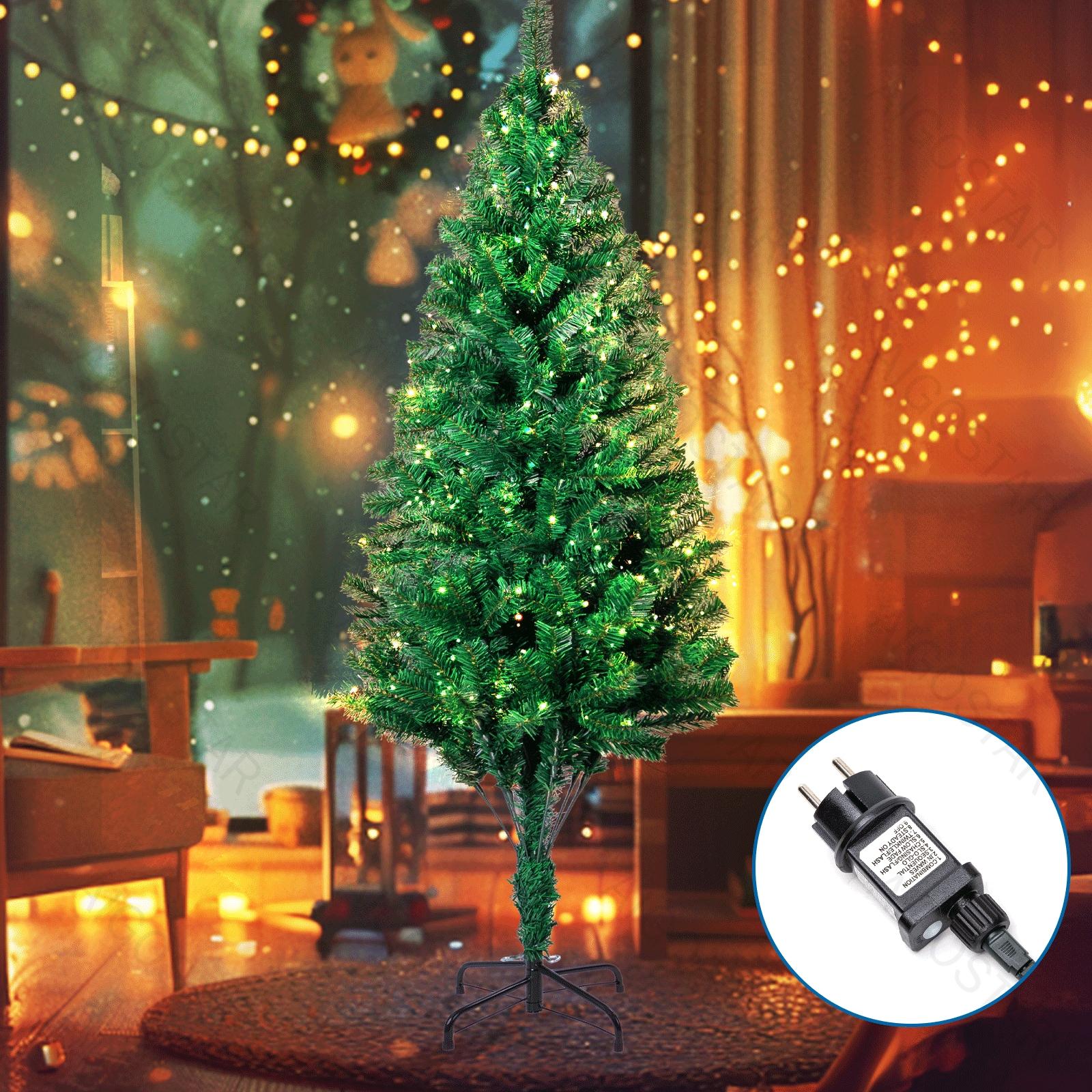 Christmas decorations-210CM600T-Common Tree-Low Voltage Flat String Lights-Warm White-3M+20M-400LED-5CM/LED -green black wire-8blink+time+IP44 /online