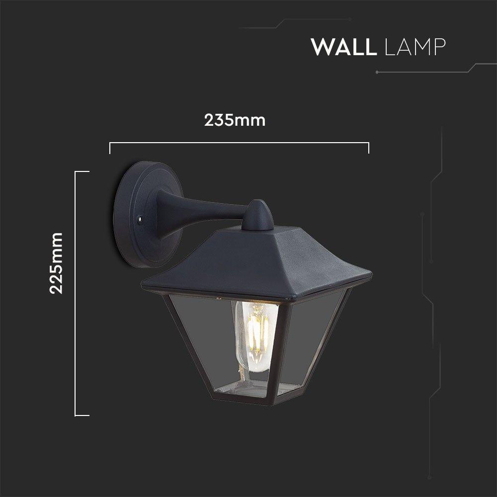 VT-843 E27 WALL LAMP-MATT BLACK CLEAR GLASS