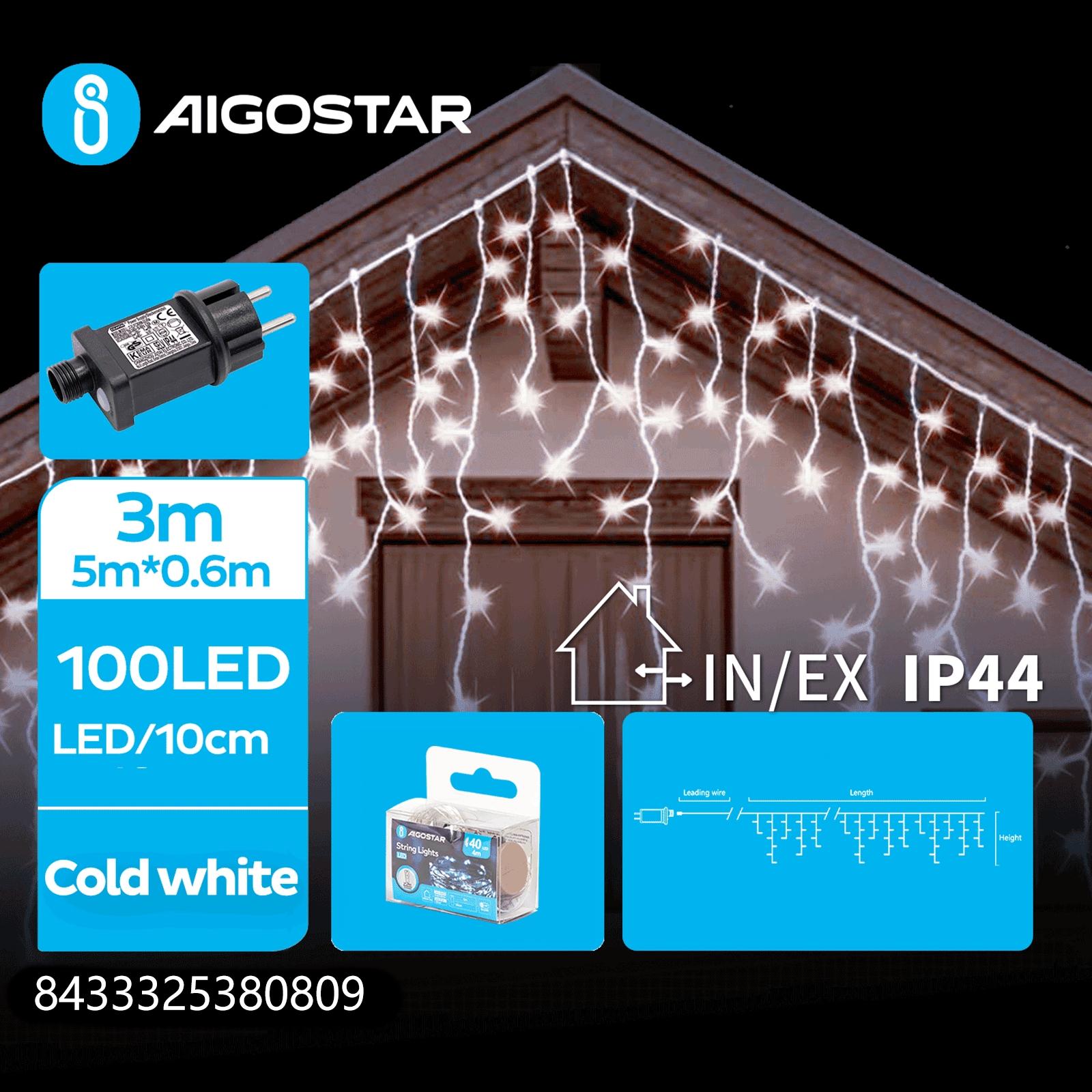 Low voltage icicle (wave) flat string lights, cold white, 5m*0.6m