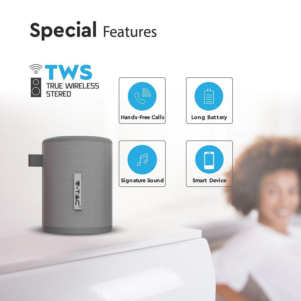 VT-6244 PORTABLE BLUETOOTH SPEAKER-MICRO USB CABLE(TWS)-1500mah BATTERY-GREY