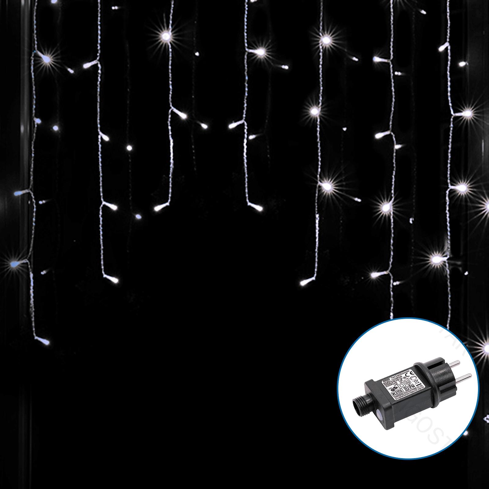 Low voltage connectable curtain (wave) flat string lights, cool white, 3m+3m*1m, 200LEDs, 30strips