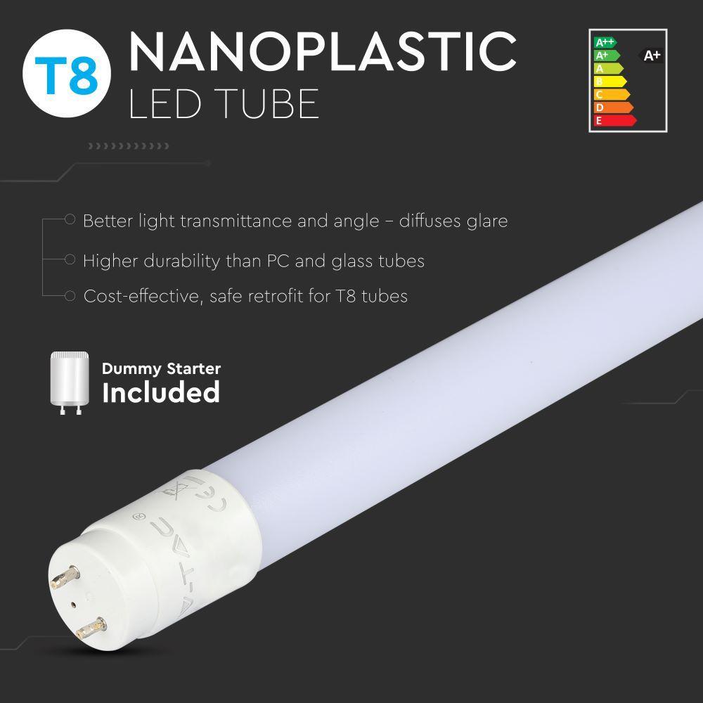 VT-1277 18W T8 LED PLASTIC TUBE NON ROTATABLE-120CM 6400K G13