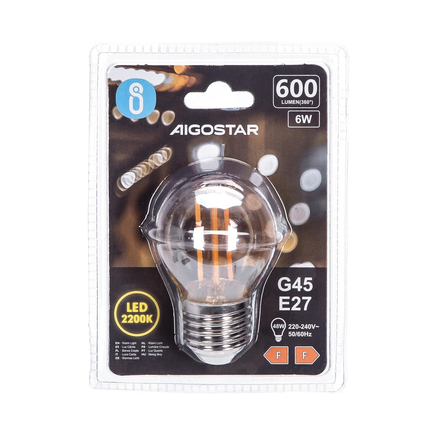 LED Filament Bulb (Amber) G45 E27 6W