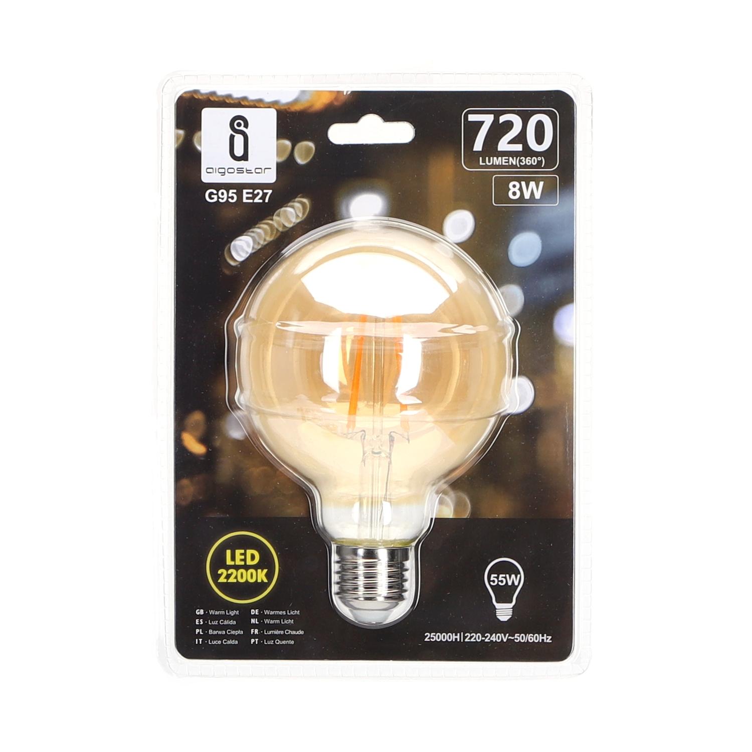 LED Filament Bulb (Amber) G95 E27 8W