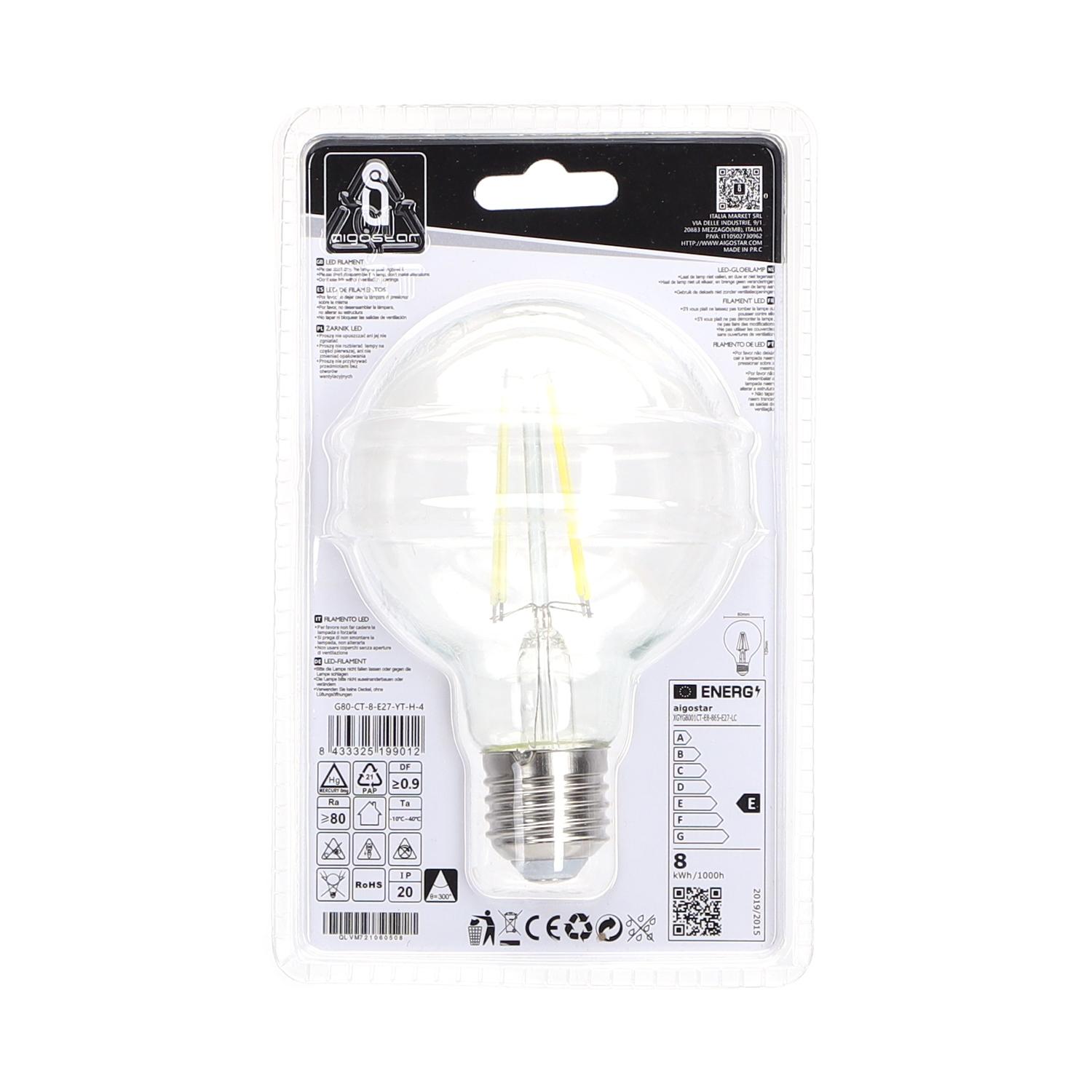 LED Filament Bulb (Clear) G80 E27 8W