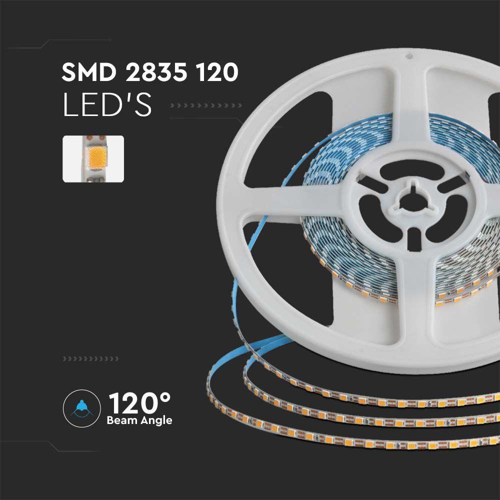 VT-2835 120 8W LED STRIP LIGHT 6500K IP20 24V 3MM WHITE DOUBLE PCB