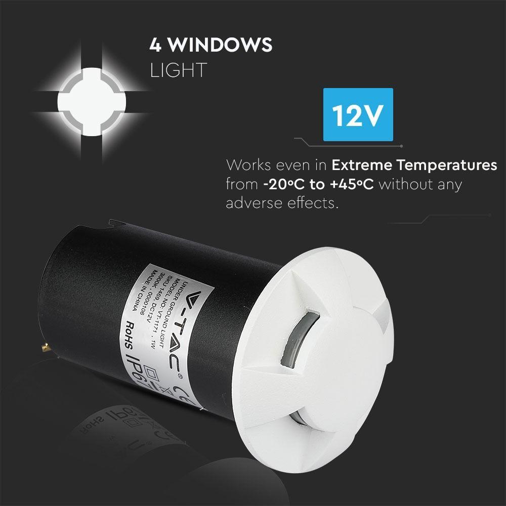 VT-1171 1W LED UNDERGROUND LIGHT(12V) 3000K-WHITE, IP67