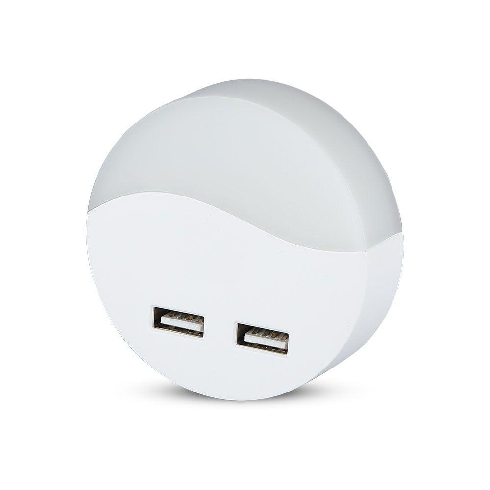 VT-84 0.45W LED NIGHT LIGHT(EU PLUG) WITH USB & SAMSUNG CHIP 4000K-ROUND