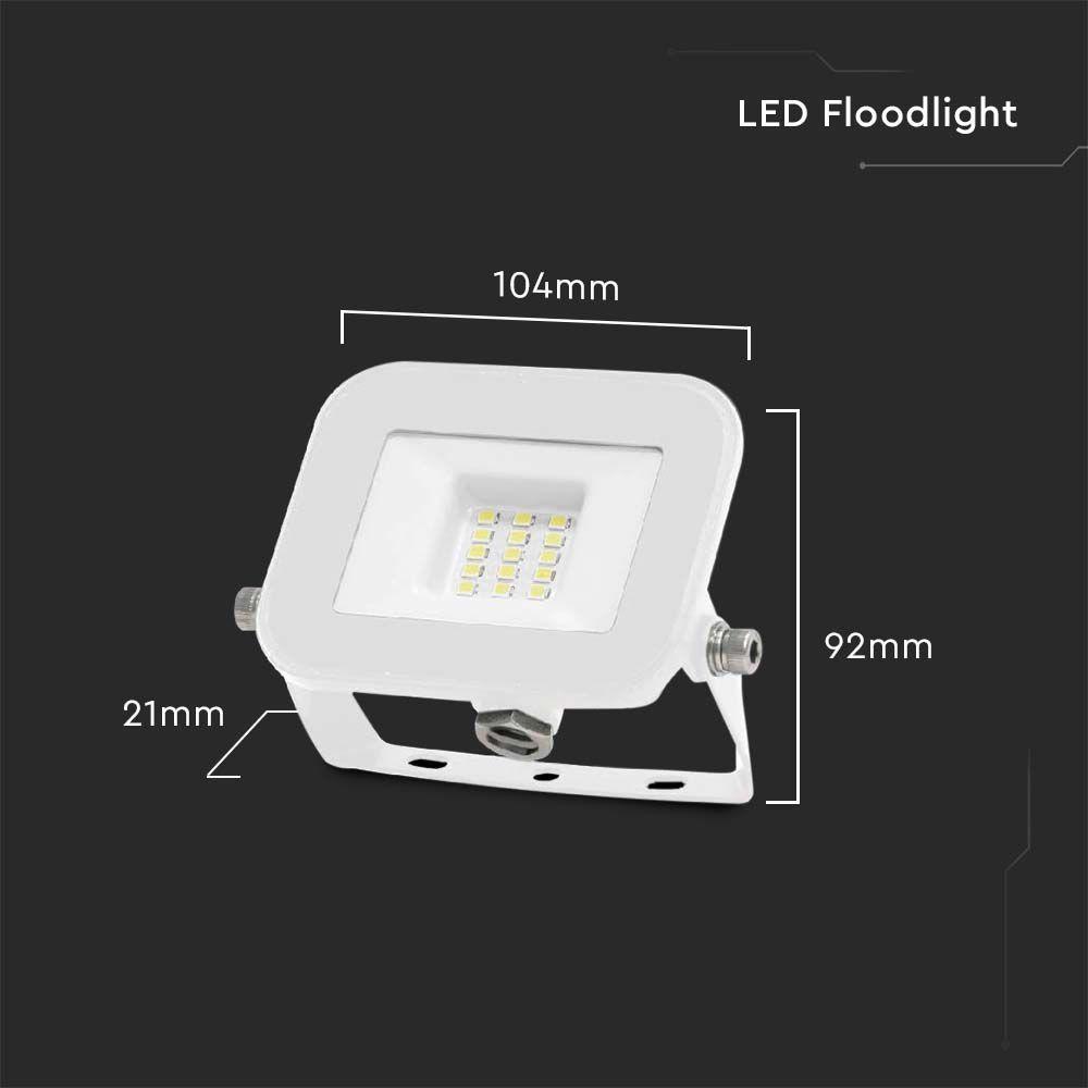 10W Naświetlacz LED SMD, Chip SAMSUNG, Barwa:6500K, Obudowa: Biała, VTAC, SKU 10013