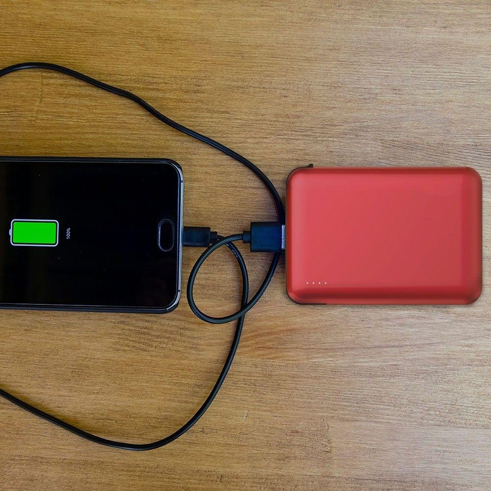 Power Bank z przyłączem Mikro USB, Litowo Polimerowy - 3.7V, 5000mAh, Czerwony, VTAC, SKU 8866