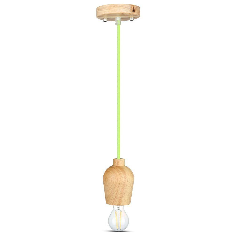 Lampa wisząca, Drewno, Zielony przewód, VTAC, SKU 3725