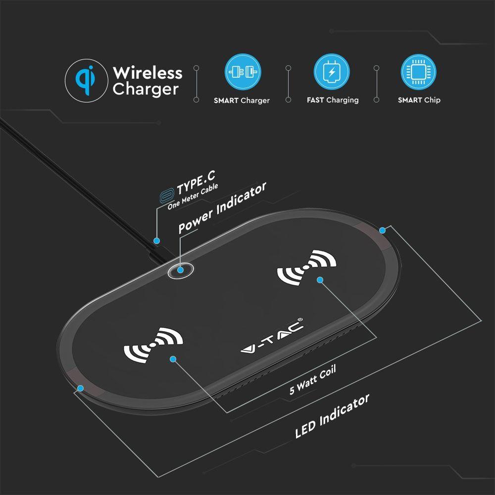 Ładowarka Indukcyjna, 10W, 1m, Czarny, VTAC, SKU 7741