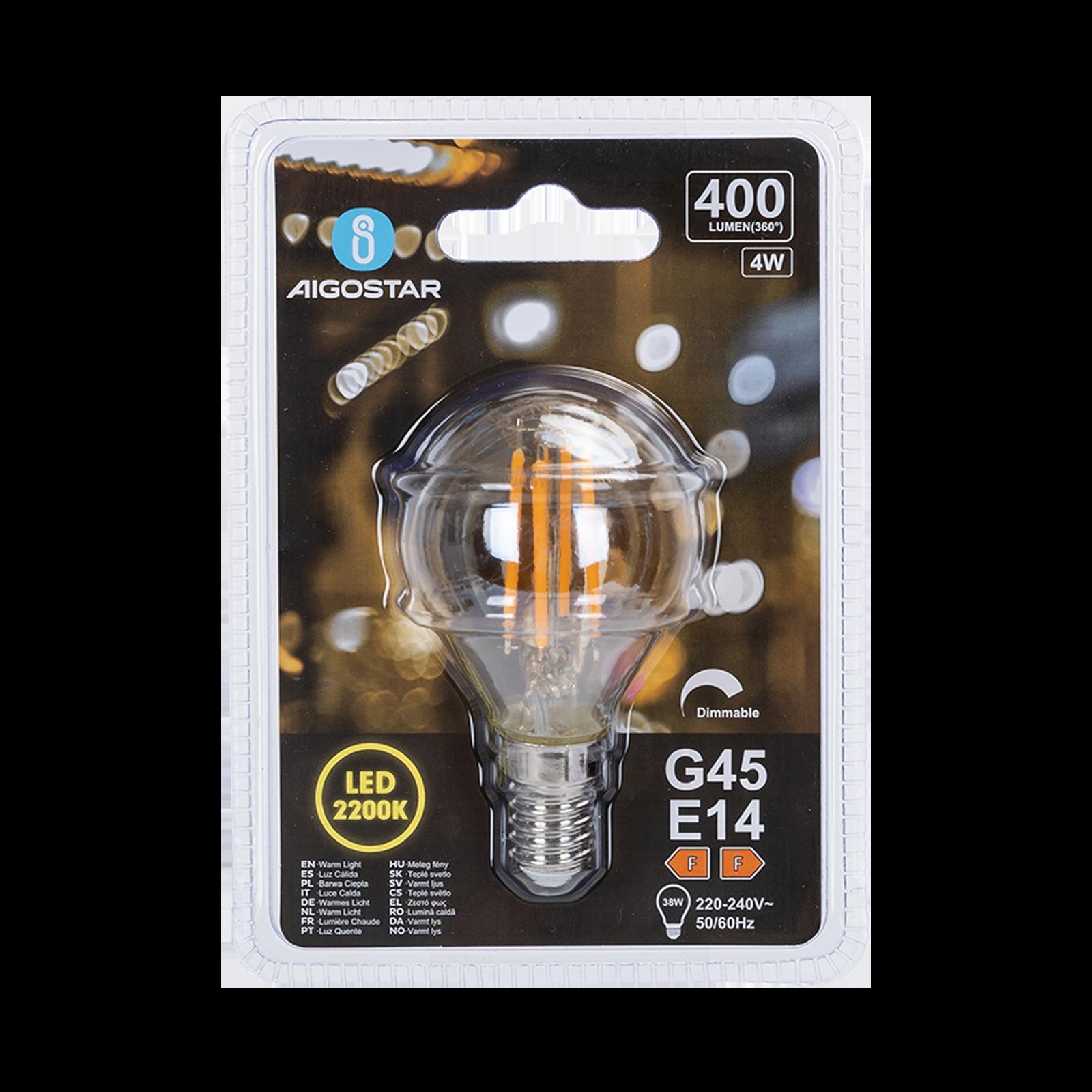 LED dimming filament G45 E14 4W 2200K