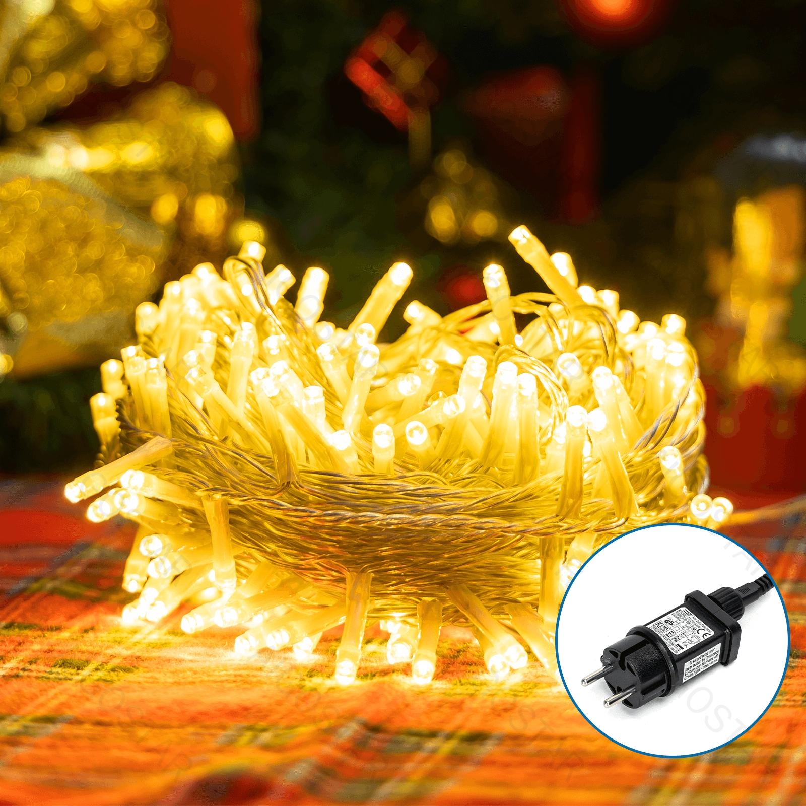 Low Voltage Flat String Lights-Warm White-3M+5M-50LED-10CM/LED-transparent wire-8blink+time+IP44