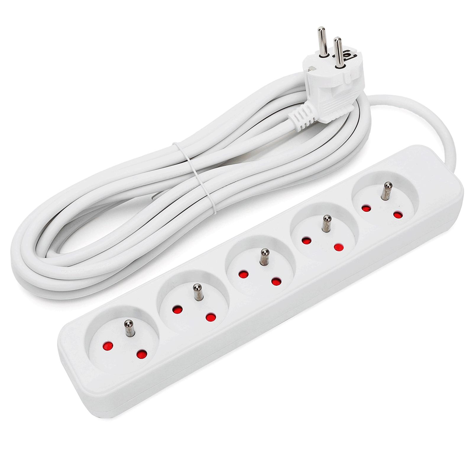 Power strips 5-way 5m H05VV-F 3G1.0m㎡ White