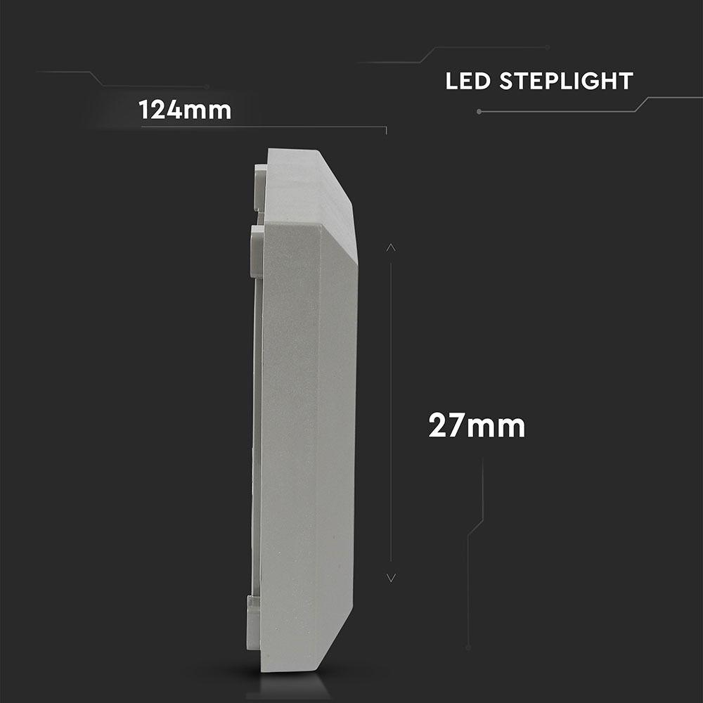 2W Oprawa Schodowa LED, Barwa:4000K, Obudowa: Szara, Kwadrat, VTAC, SKU 1324