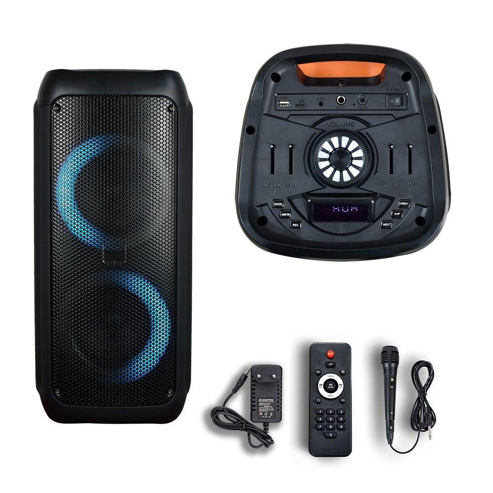 35W Przenośny głośnik karaoke bluetooth, gniazdo USB, slot na kartę micro SD/gniazdo AUX/Mikrofon/Podświetlenie LED, VTAC, SKU 8981