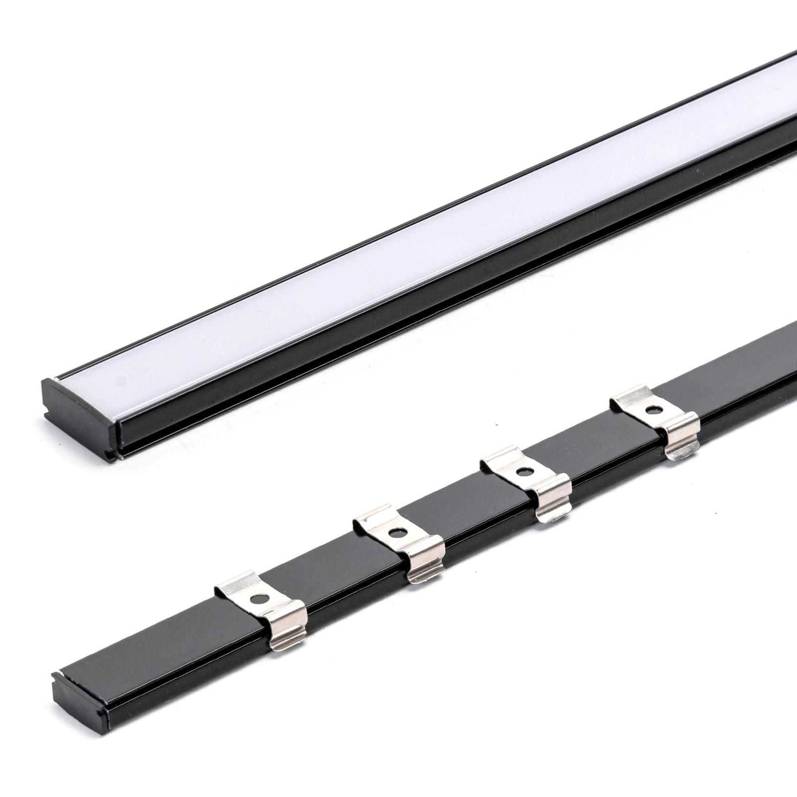 Surface-mounted LED strip channel, 2m, black