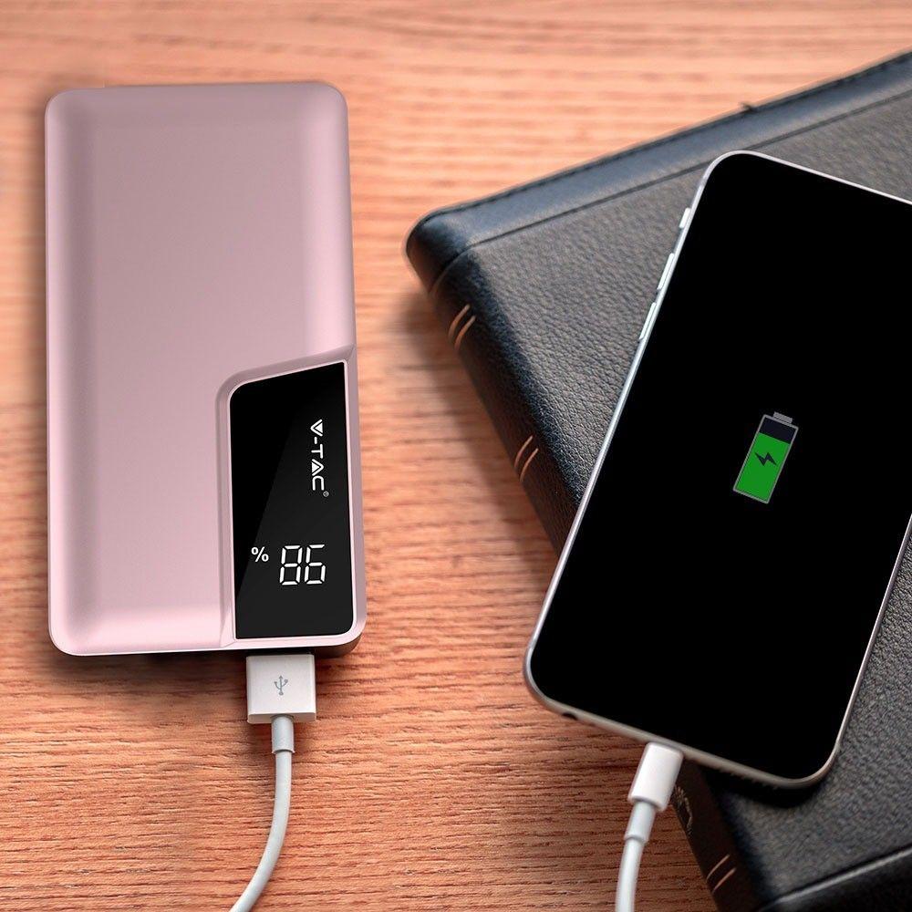 Power Bank, Litowo Polimerowy - 3.7V, 10000mAh, Różowe Złoto, VTAC, SKU 8873