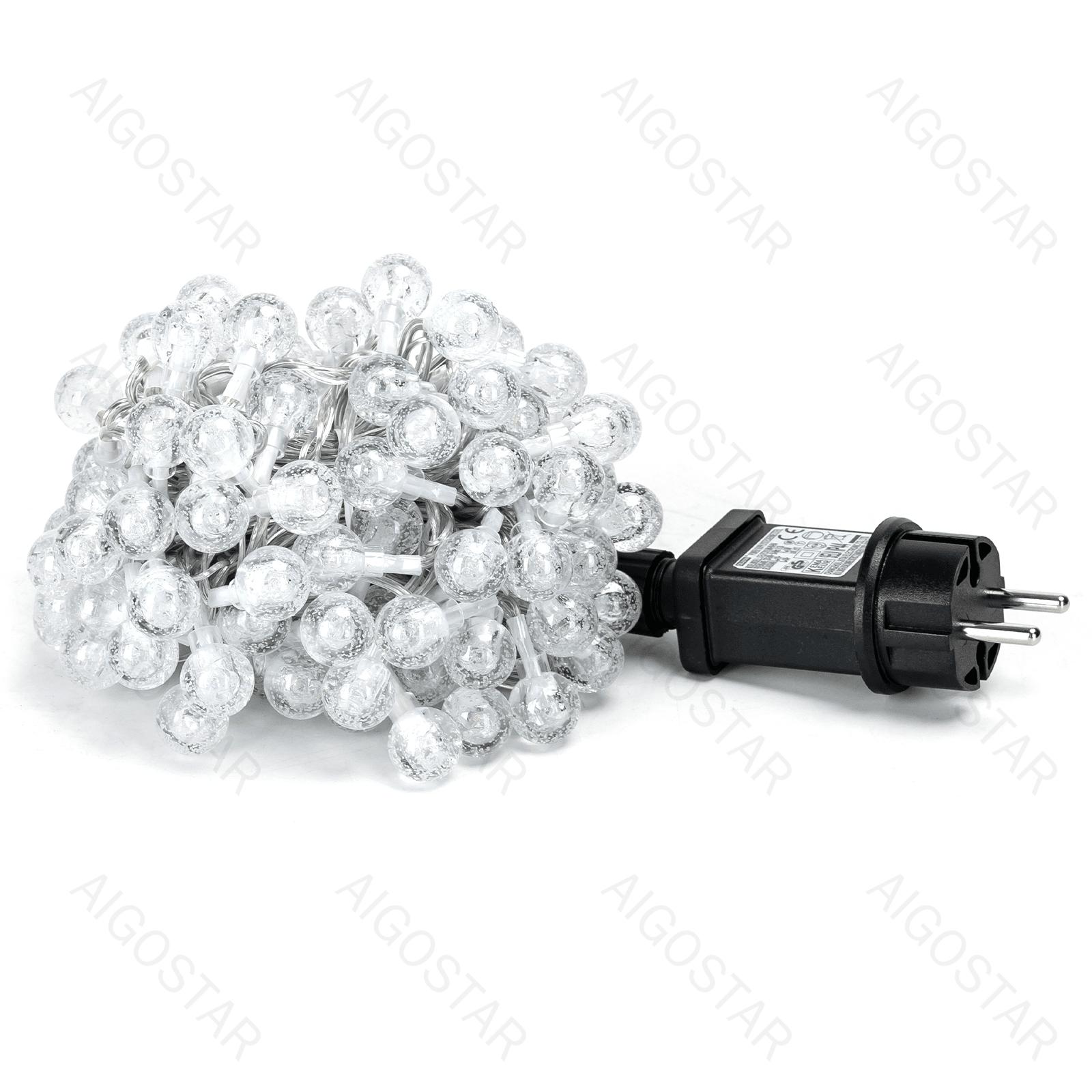 Low Voltage Bubble String Lights-Cool White-3M+10M-100LED-10CM/LED-transparent wire-8blink+time+IP44