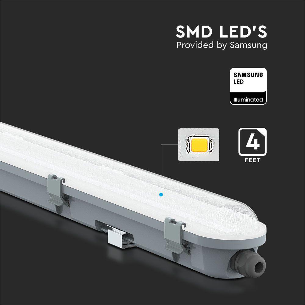 VT-120036 36W LED WATERPROOF FITTING 120CM SAMSUNG CHIP-MILKY COVER 4000K