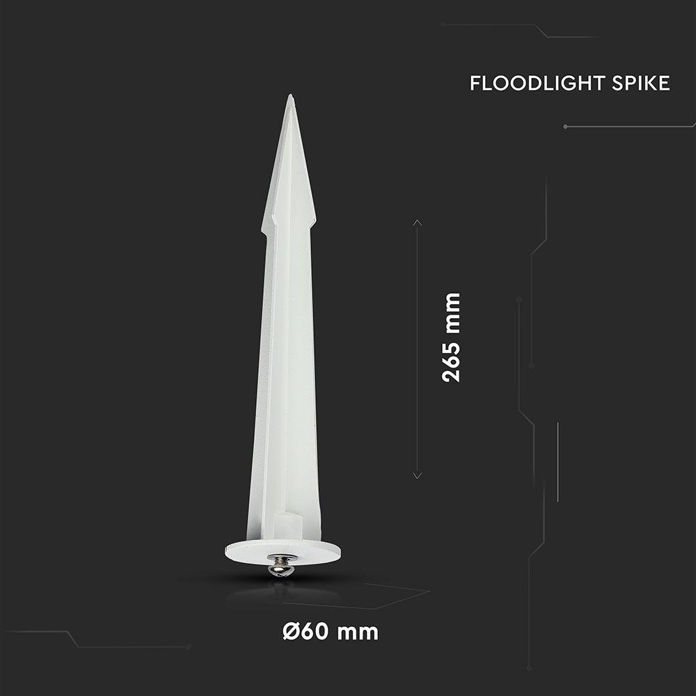 Uchwyt wbijany SPIKE, Obudowa: Biały, Wymiary:60 x 265, VTAC, SKU 7537