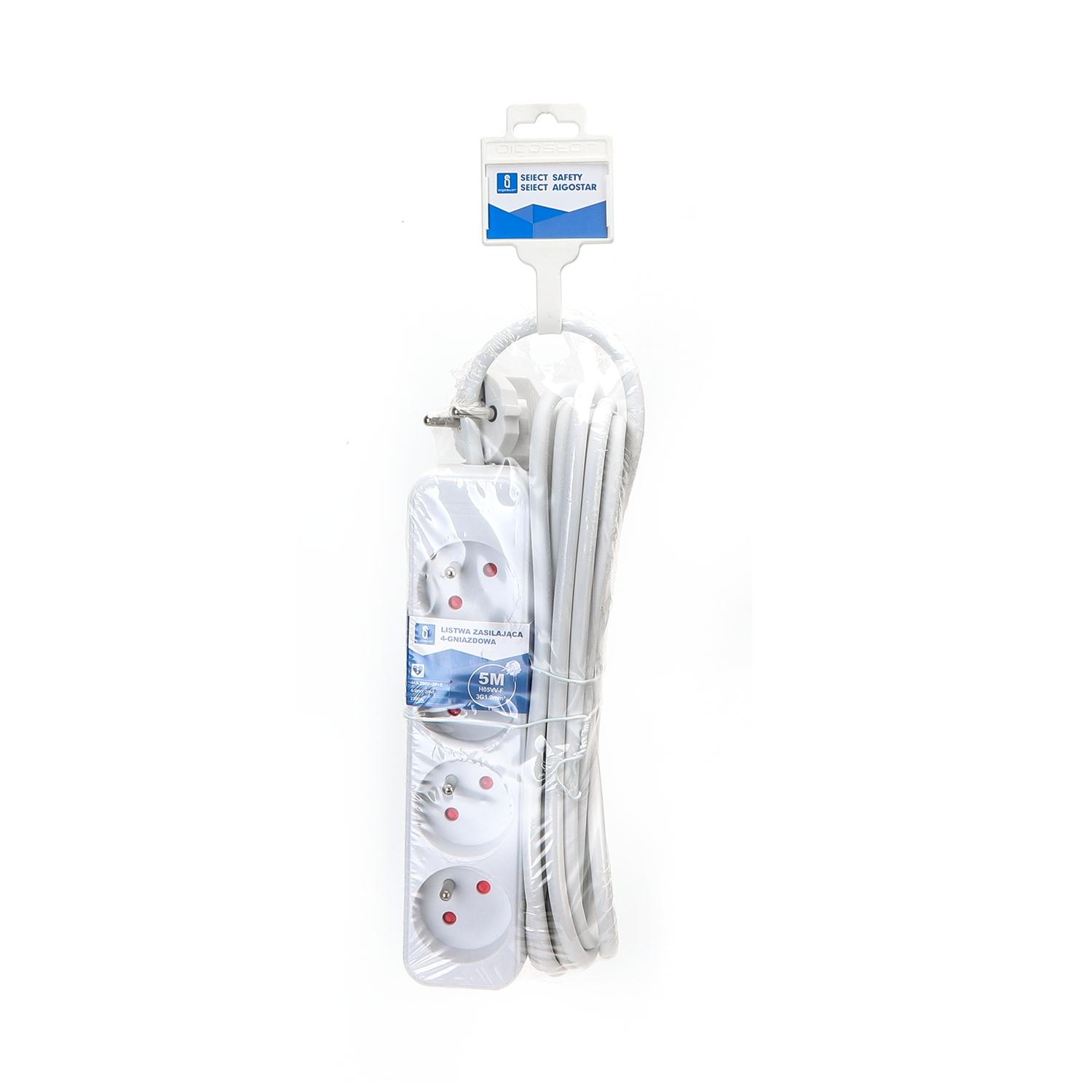 Power strips 4-way 5m H05VV-F 3G1.0m㎡ White