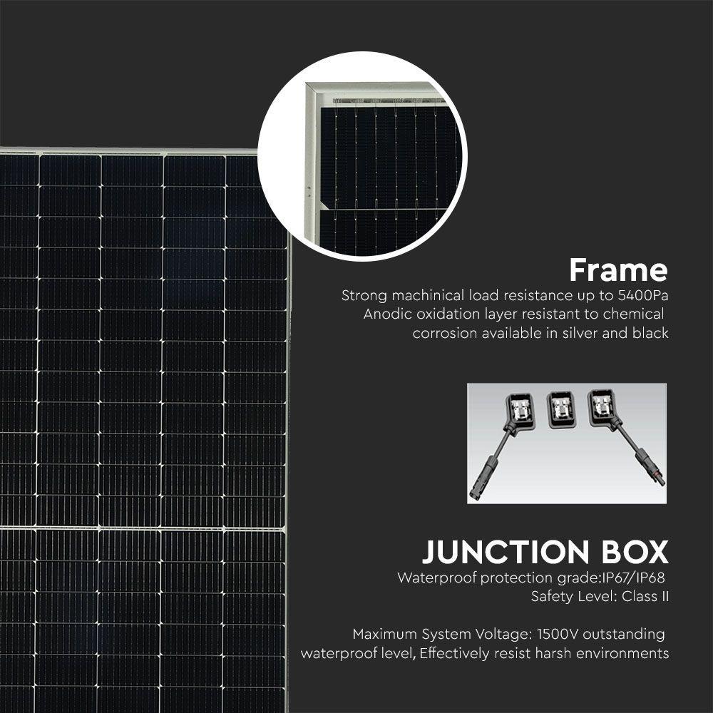 PANEL FOTOWOLTAICZNY VT-410 O MOCY 410kWP, MONO KRYSTALICZNY, HALF CUT, W WĄSKIEJ RAMIE ALUMINIOWEJ, KABEL 100CM 4mm², WYMIARY (D:1722*1134*30MM) , VTAC, SKU 11517