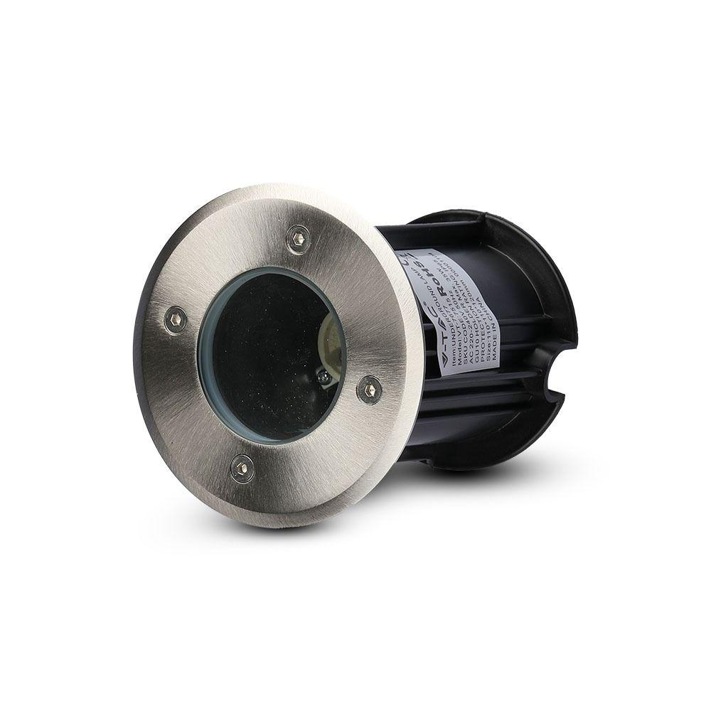 VT-7677 GU10 UNDERGROUND FITTING,STAINLESS STEEL BODY-BLACK IP65 (ROUND)